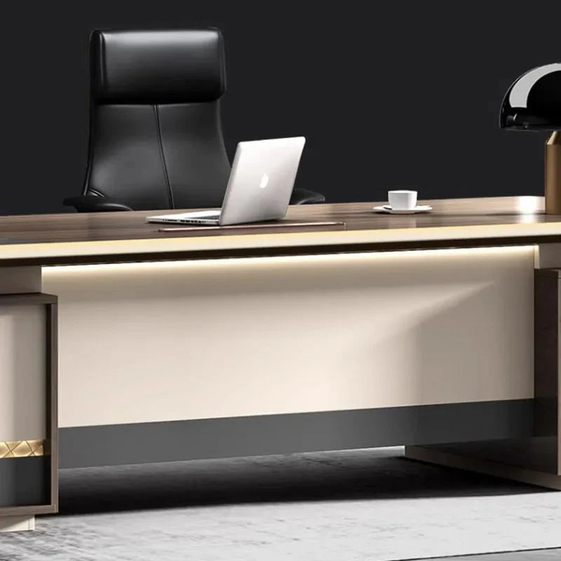 Luxury Office Desk Light Executive Computer L Shaped Console Storage W ...